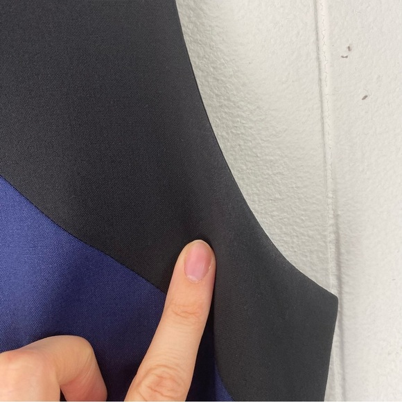 Diane von Furstenberg DVF Midi Dress Women’s 0 Black Blue Wool Sleeveless Sheath - Picture 5 of 16
